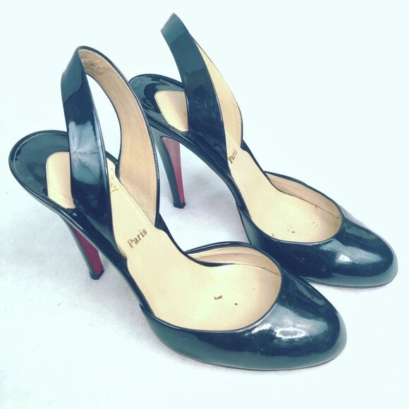 Christian Louboutin Patent Leather Slingback Pumps Women's Size 38 - Picture 1 of 7